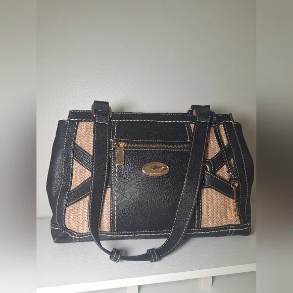 b.o.c. Black and Tan Shoulder Bag with Woven Design - Picture 1 of 10